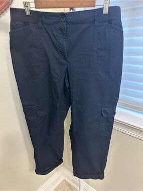 Talbots Navy Cropped Cargo Pants, 12